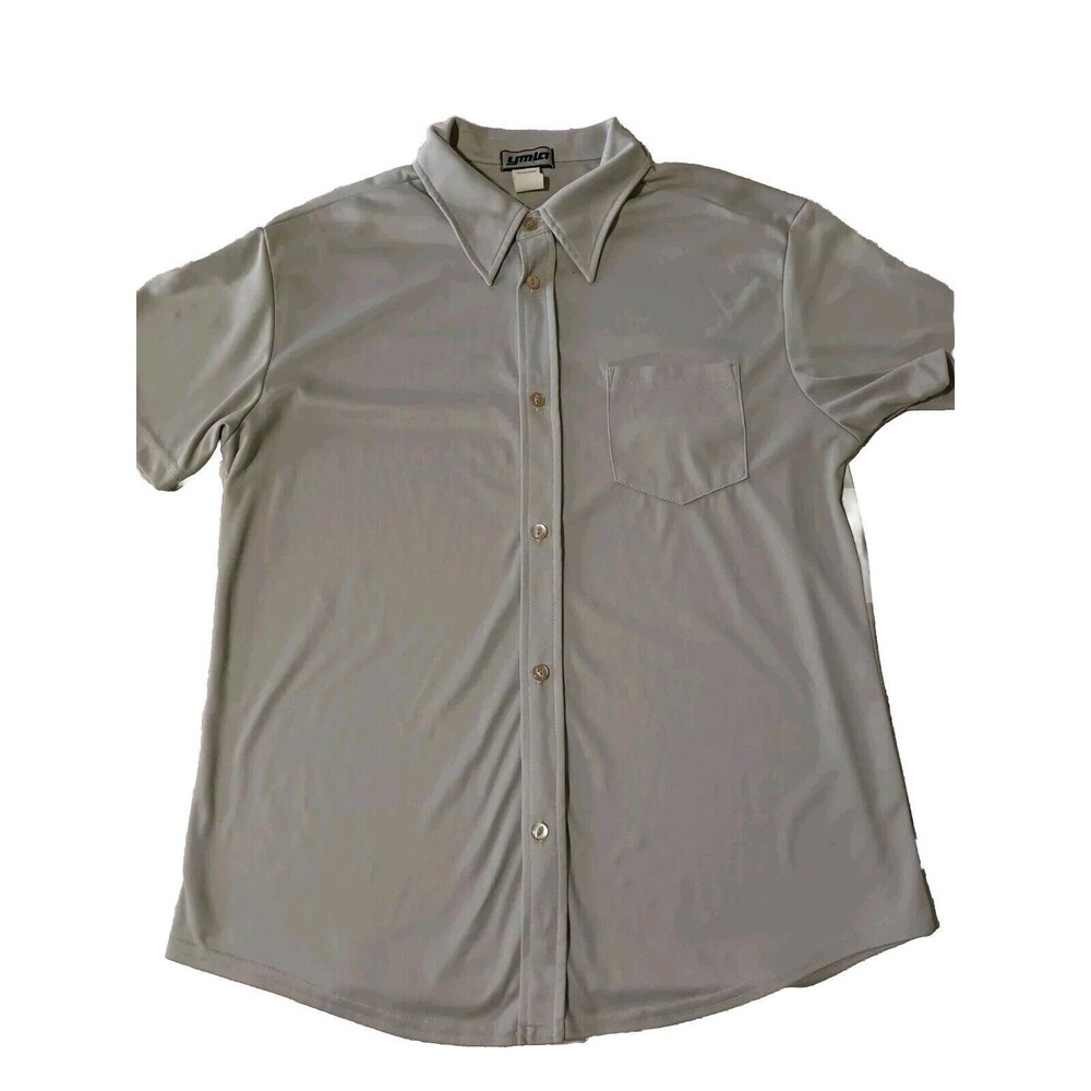 Vintage Y2k Disco YMLA Shirt Mens Sz L Cream Club Button Up Top 2000s Dance